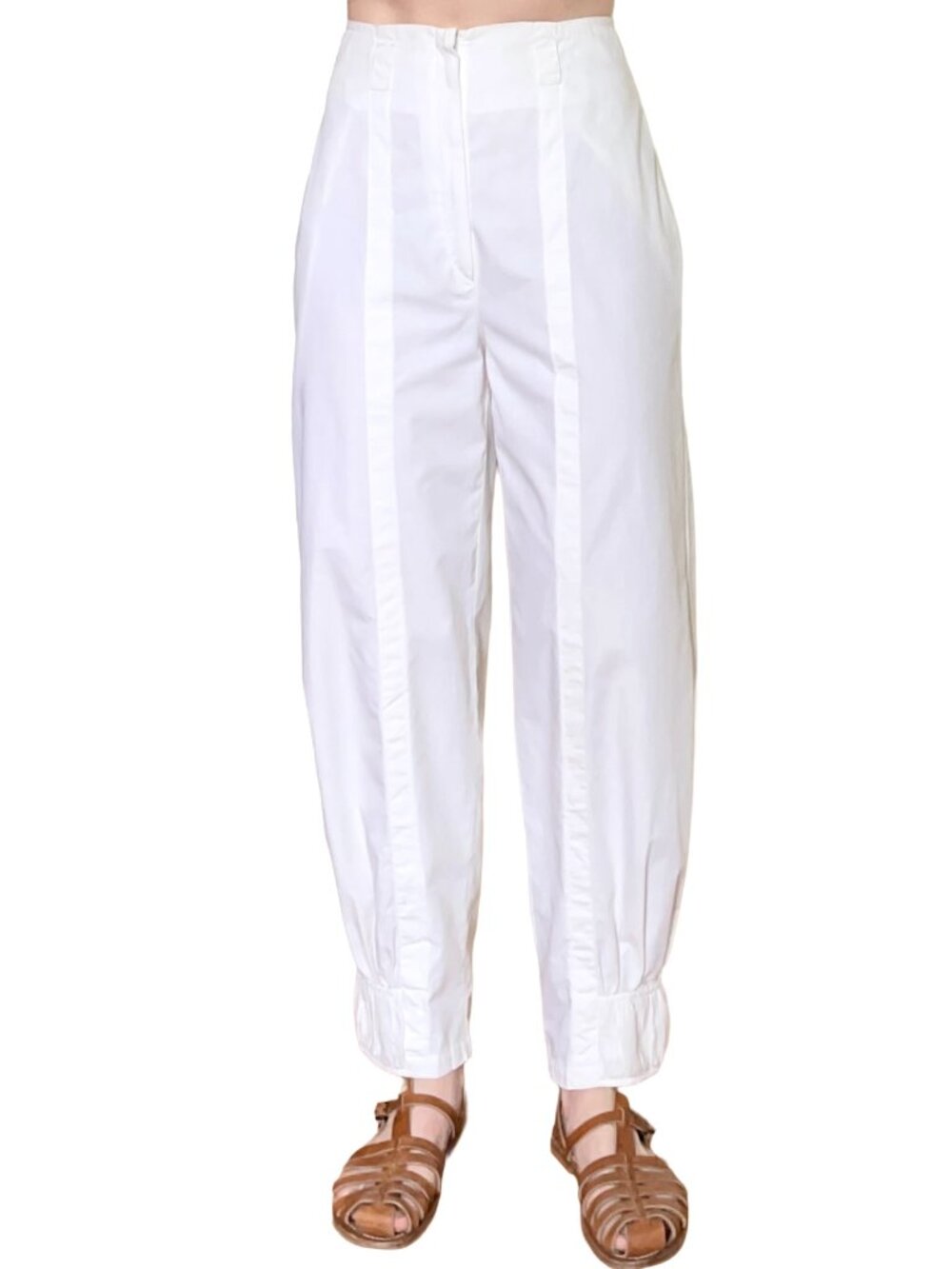 VINTAGE CALLAGHAN WHITE COTTON BALLOON HAREM SUMMER PANTS SIZE 38 IT 2 US